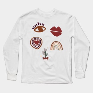 Boho abstract sticker pack Long Sleeve T-Shirt